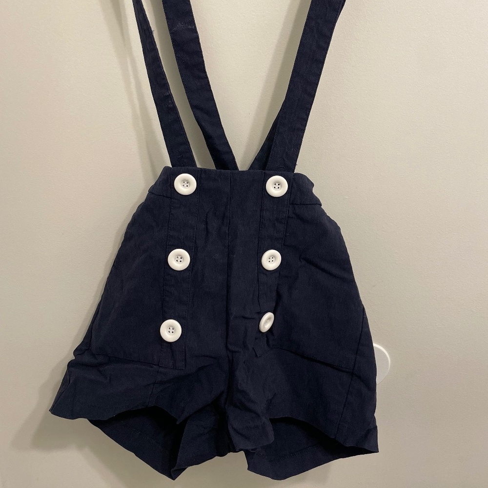 Voodoo Vixen High Waisted Blue Sailor Shorts Size Small with suspenders